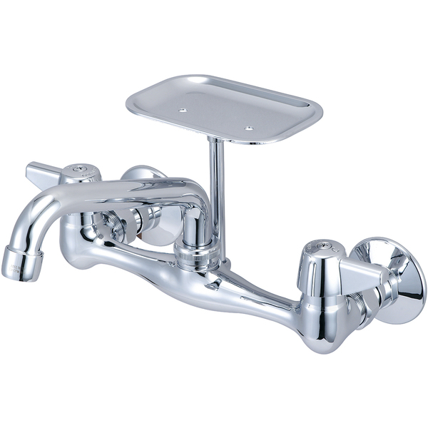 Central Brass Two Handle Wallmount Kitchen Faucet, NPT, Wallmount, Polished Chrome, Weight: 4.2 80048-TA